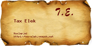 Tax Elek névjegykártya